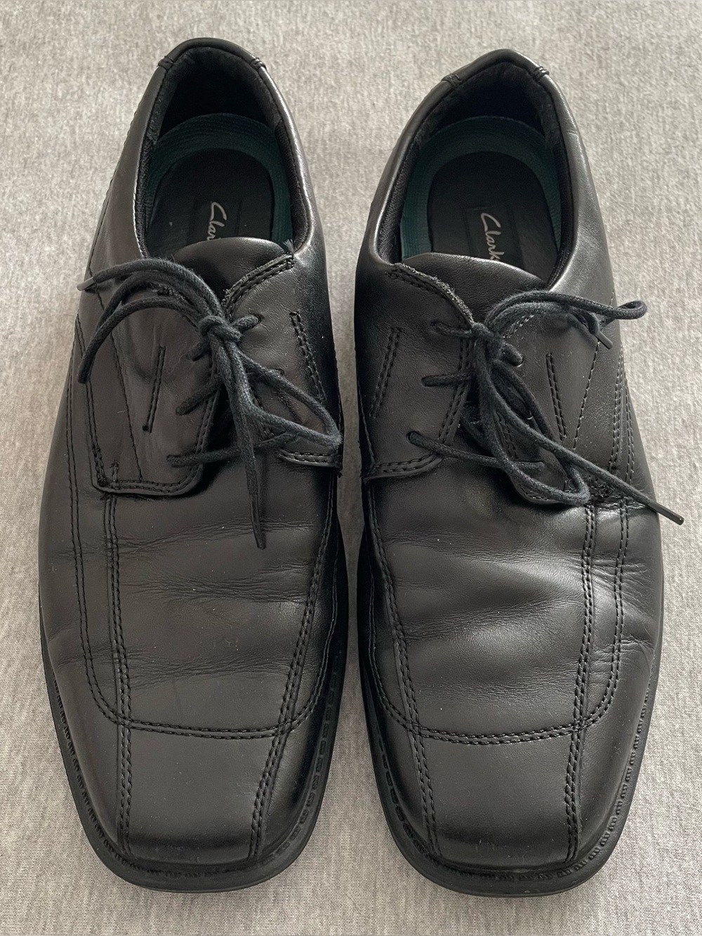 Clarks Newmann Men’s Size 9.5 Black Leather Bicycle Toe Lace Up Shoes